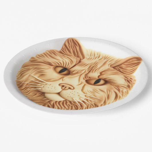 Maine Coon Cat 3D geïnspireerd Papieren Bordje (Gekanteld)