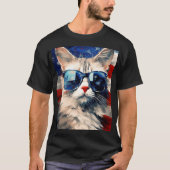 Maine Coon Cat 4th van juli Amerikaanse vlag T-shirt (Voorkant)