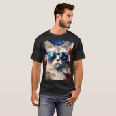 Maine Coon Cat 4th van juli Amerikaanse vlag T-shirt (Voorkant volledig)
