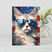 Maine Coon Cat 4th van juli Onafhankelijkheidsdag Feestdagenkaart (Staand voorkant)