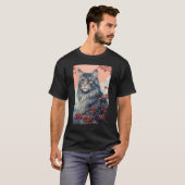 Maine Coon Cat Aesthetic Japanese Ukiyo e Art T-shirt (Voorkant volledig)