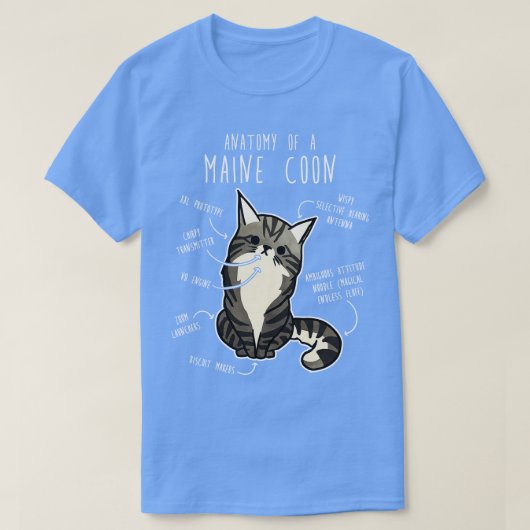 Maine Coon Cat Anatomie TShirt (Design voorkant)