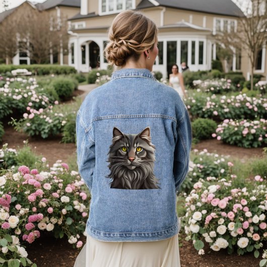 MAINE COON CAT ART DENIM JEAN JACKET (Huwelijk Achterkant)