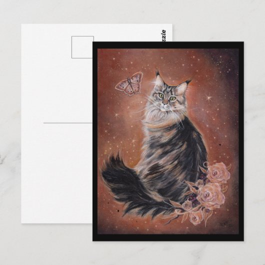 Maine coon cat art. door Renee Lavoie Briefkaart (Voorkant / Achterkant)