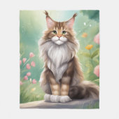Maine Coon Cat Art Fleece Deken (Voorkant)