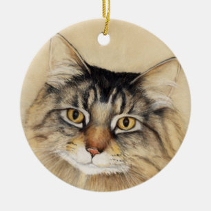 Maine Coon Cat Art Ornament