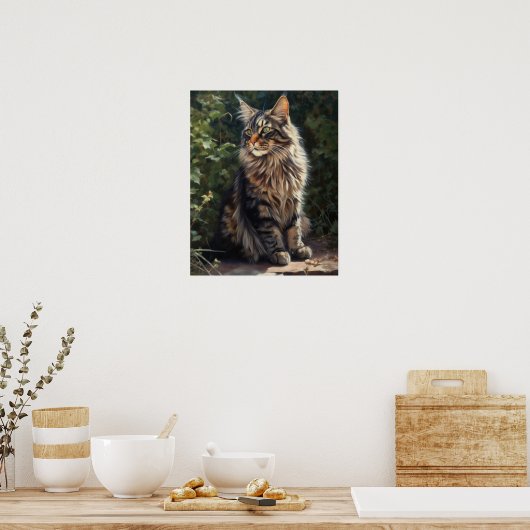 Maine Coon Cat Art Print Poster (Keuken)