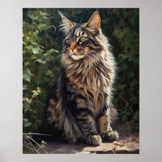 Maine Coon Cat Art Print Poster (Voorkant)
