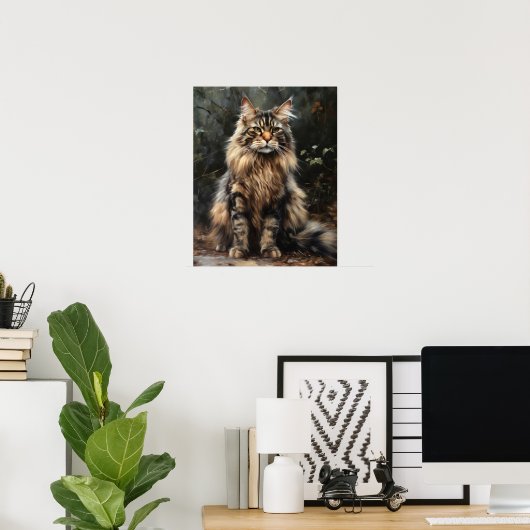 Maine Coon Cat Art Print Poster (Thuiskantoor)