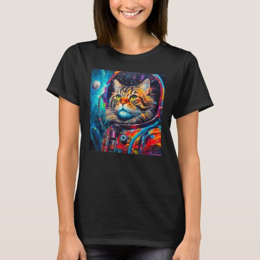 Maine Coon Cat Astronaut T-shirt (Voorkant)