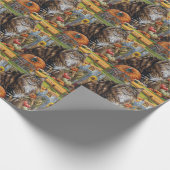 Maine Coon Cat Autumn Harvest Thanksgiving Cadeaupapier (Hoek)