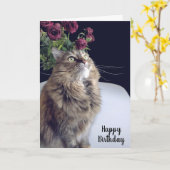 Maine Coon Cat Birthday-kaart Kaart (Gele Bloem)
