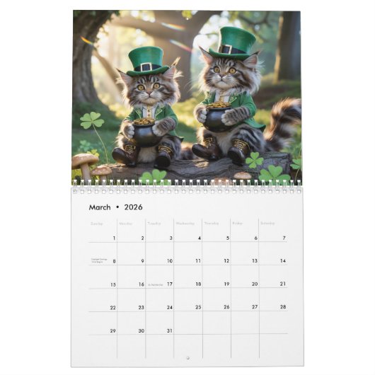 Maine Coon Cat Calendar Kalender (Mar 2026)