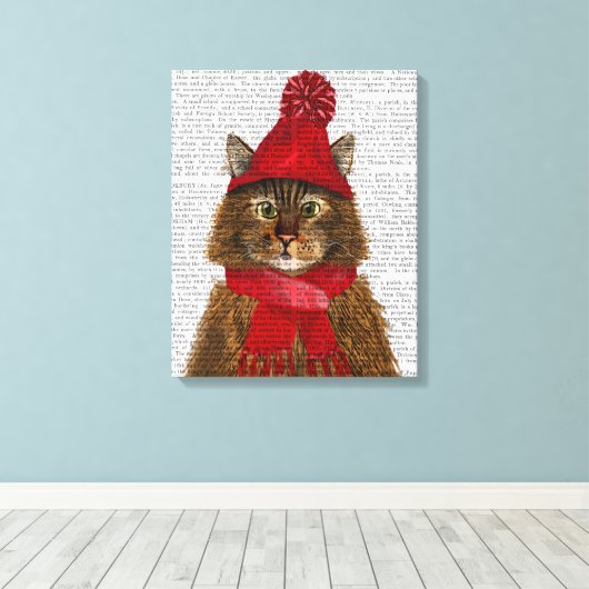 Maine Coon Cat Canvas Afdruk (Insitu (Houten vloer))