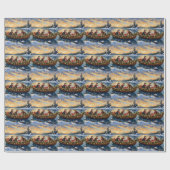 Maine Coon Cat Christmas Boat Holiday Cadeaupapier (Vlak)