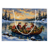 Maine Coon Cat Christmas Boat Holiday Groot Cadeauzakje (Achterkant)