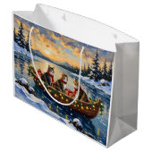 Maine Coon Cat Christmas Boat Holiday Groot Cadeauzakje (Achterkant Gekanteld)