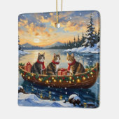 Maine Coon Cat Christmas Boat Holiday Keramisch Ornament (Links)