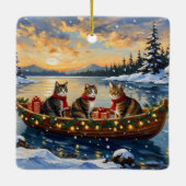 Maine Coon Cat Christmas Boat Holiday Keramisch Ornament (Achterkant)