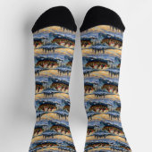 Maine Coon Cat Christmas Boat Holiday Sokken (Top)