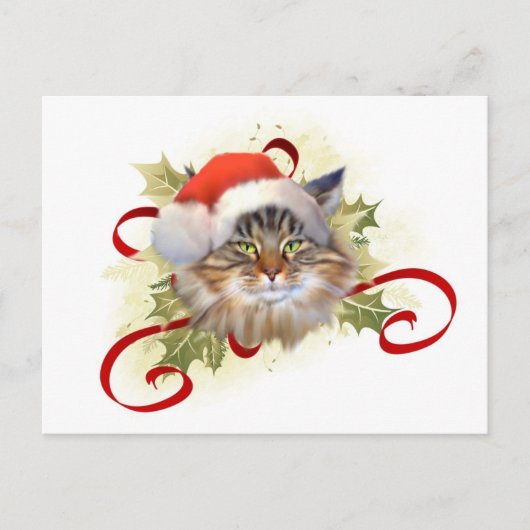 Maine Coon Cat Christmas Briefkaart (Voorkant)