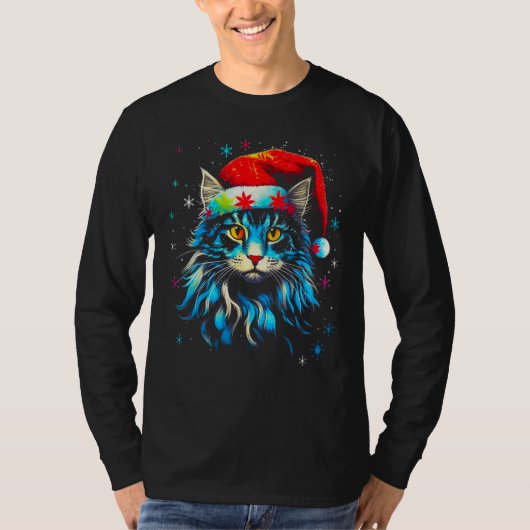 Maine Coon Cat Christmas T-shirt (Voorkant)