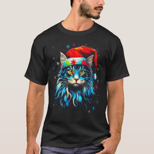 Maine Coon Cat Christmas T-shirt (Voorkant)