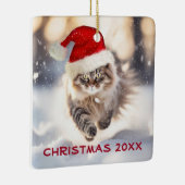 Maine Coon Cat Dashing Door De Sneeuw Keramisch Ornament (Rechts)