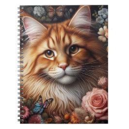 Maine Coon Cat en Pink Roses Kattenliefhebbers Notitieboek