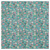 maine coon cat  florals turquoise stof (Swatch)