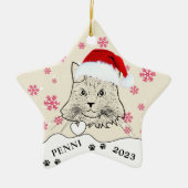 Maine Coon Cat gepersonaliseerde handtekening Keramisch Ornament (Voorkant)
