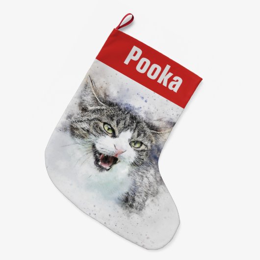 Maine Coon Cat Grote Kerstsok (Voorkant (Hangend))