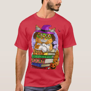 Maine Coon Cat Halloween Spooky Witch Pumpkin T-shirt