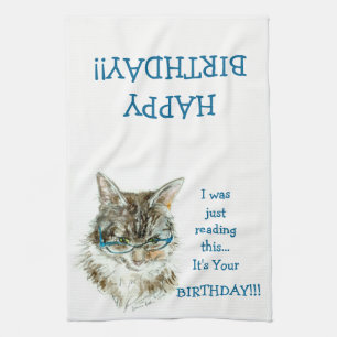 Maine Coon Cat HAPPY Birthday handdoek