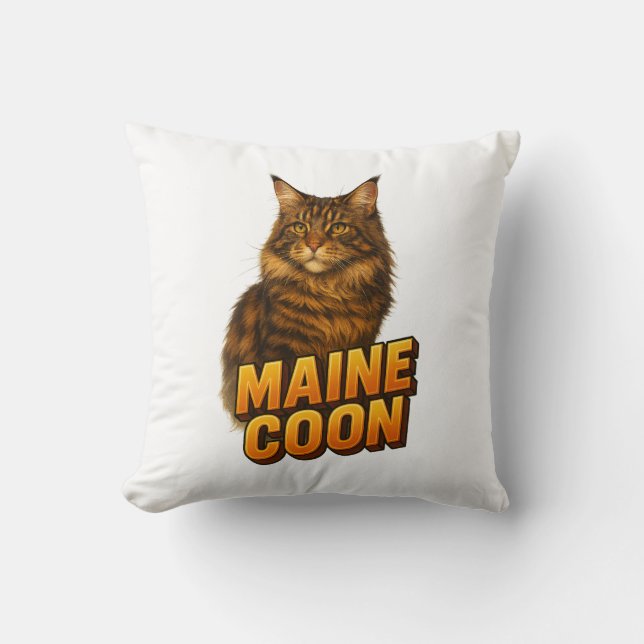 Maine Coon Cat Illustratie Kussen (Voorkant)