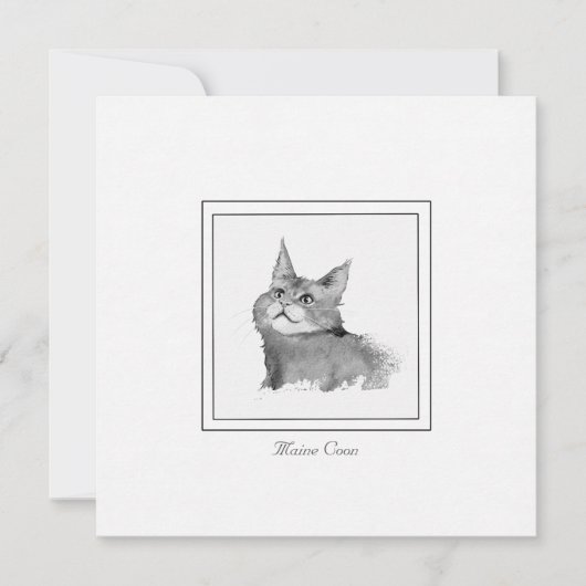 Maine Coon Cat Illustration Flat Note Card Notitiekaartje (Voorkant)
