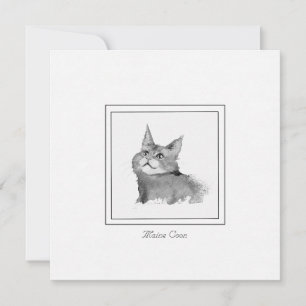 Maine Coon Cat Illustration Flat Note Card Notitiekaartje