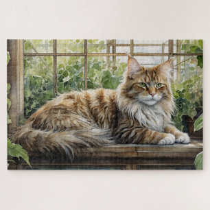 Maine Coon Cat in een gezellige binnentuin Legpuzzel