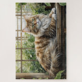 Maine Coon Cat in een gezellige binnentuin Legpuzzel (Verticaal)