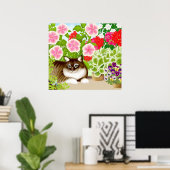 Maine Coon Cat in Garden Oerwoud Poster (Thuiskantoor)