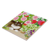 Maine Coon Cat in Patio Garden Tile Tegeltje (Zijkant)