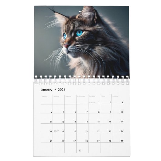 Maine Coon Cat Kalender Digitale AI Verf (Jan 2026)