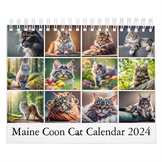Maine Coon Cat Kalender Digitale AI Verf (Hoes)