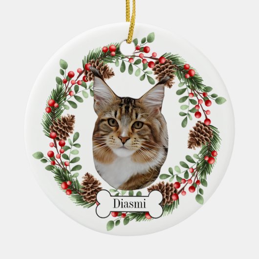 Maine Coon Cat Keramisch Ornament (Voorkant)