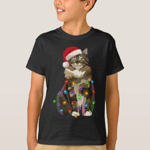 Maine Coon Cat Kerstmis met kerstlampje T-shirt