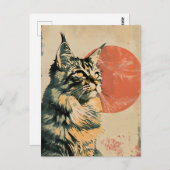 Maine Coon Cat Kunst Briefkaart (Voorkant / Achterkant)
