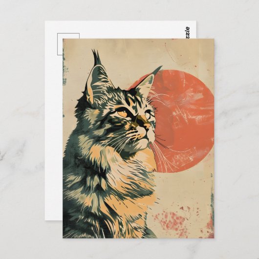 Maine Coon Cat  Kunst Briefkaart (Voorkant / Achterkant)