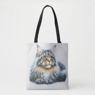 Maine Coon Cat Liefde in Waterverf Tote Bag