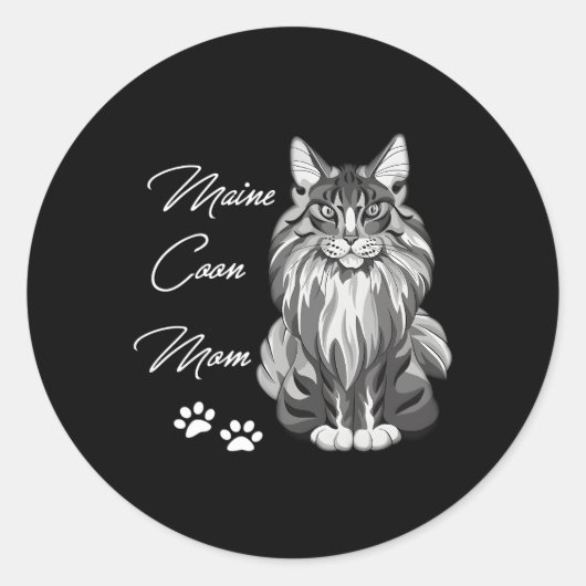Maine Coon Cat mama Ronde Sticker (Voorkant)
