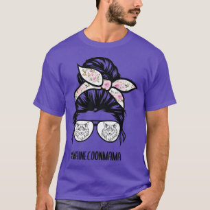 Maine Coon Cat mammie rommelbun haar bril T-shirt